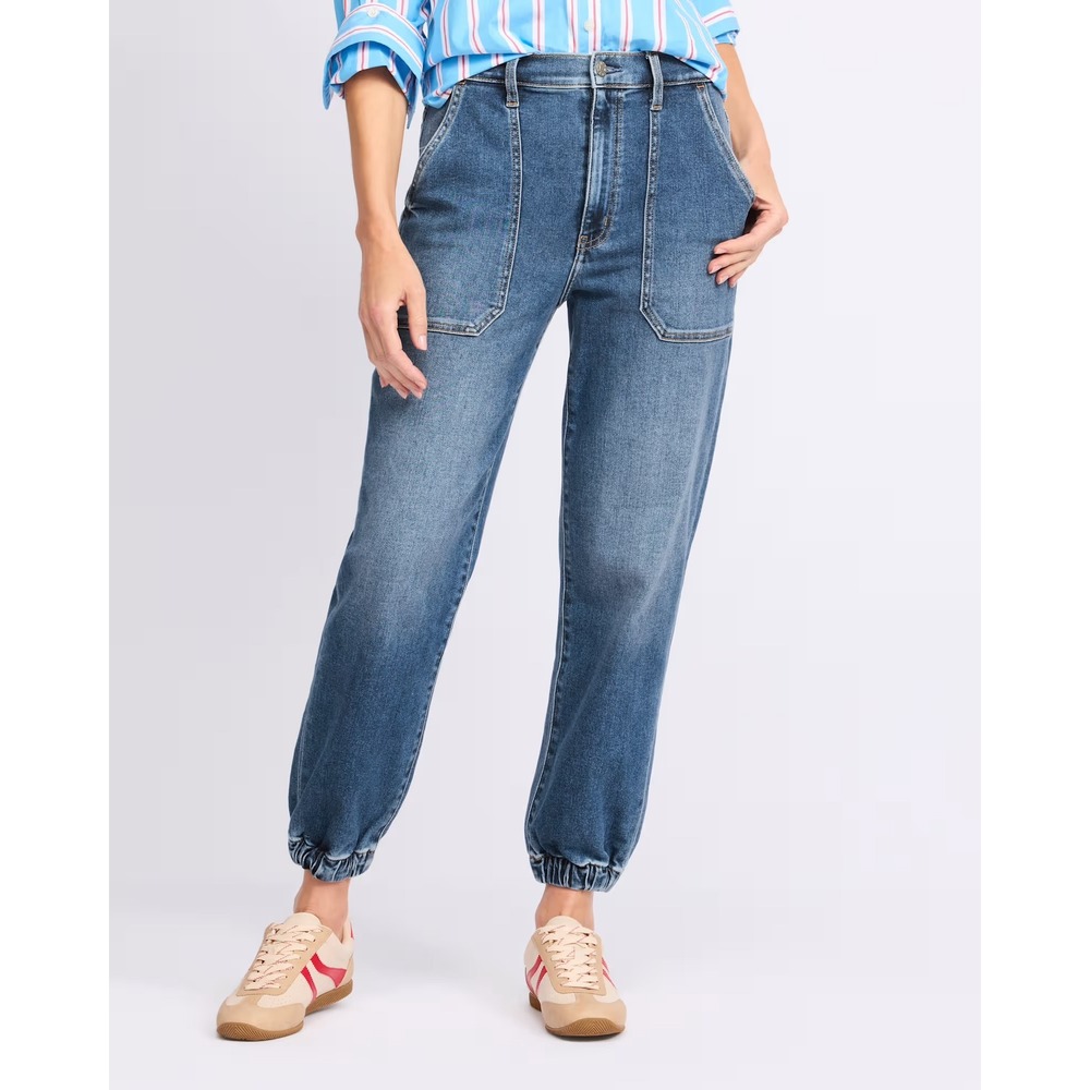 Daze Denim The Champ High Rise Jogger Jeans Blue Medium Wash Utility Size 30
